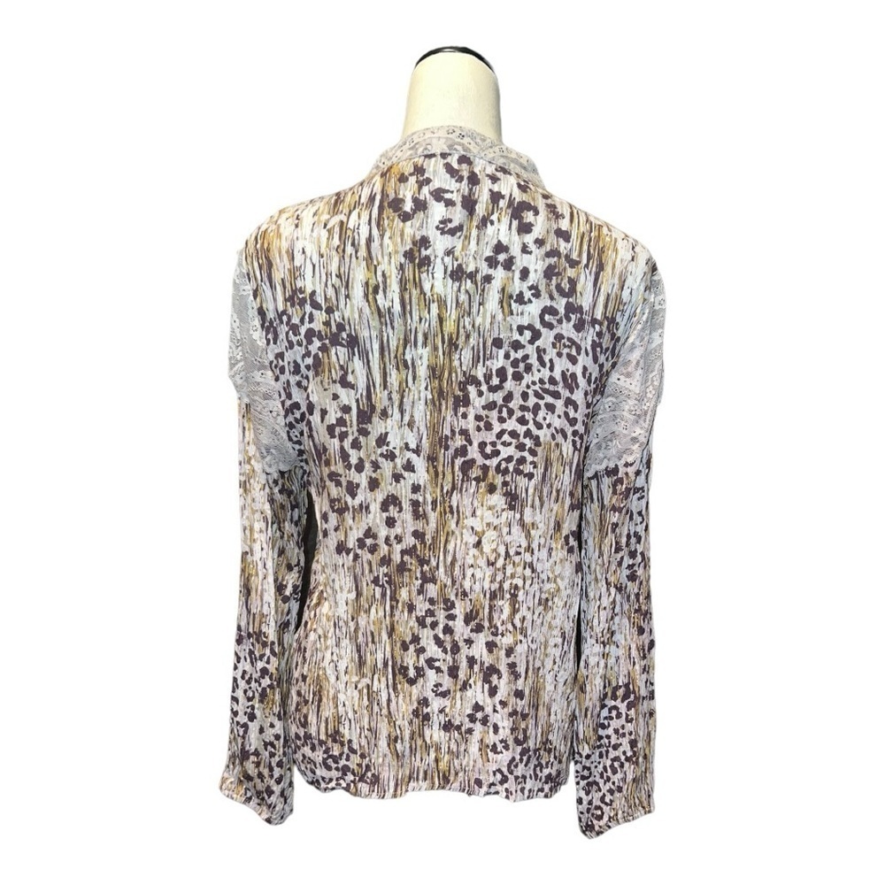 Gimmicks stretchy animal print gold metallic lace western top size L EUC - Picture 10 of 12